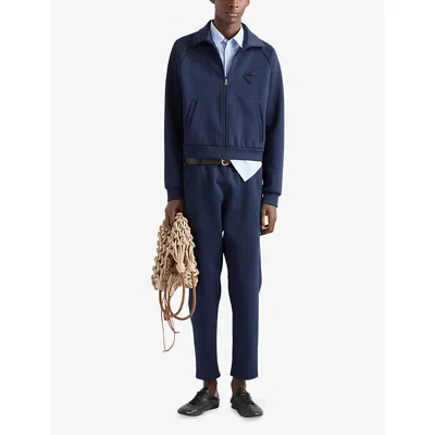 Prada Zippered Technical Fabric Jacket In Blue