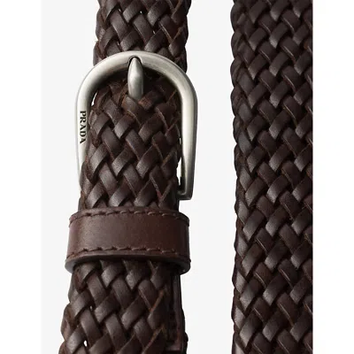 Prada Narrow Braided Leather Belt