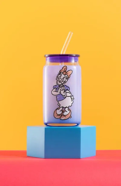 Joyjolt Disney Mickey Mouse Friends Color Sketch Tumbler Glasses With Lids, Set Of 4