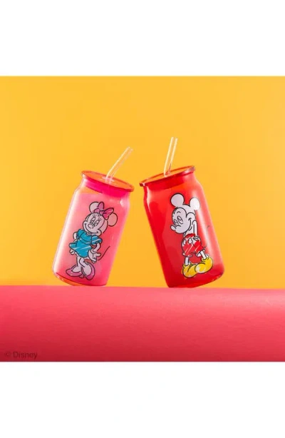 Joyjolt Disney Mickey Mouse Friends Color Sketch Tumbler Glasses With Lids, Set Of 4