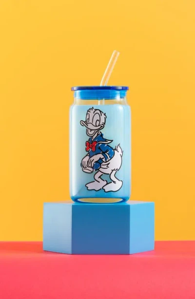 Joyjolt Disney Mickey Mouse Friends Color Sketch Tumbler Glasses With Lids, Set Of 4