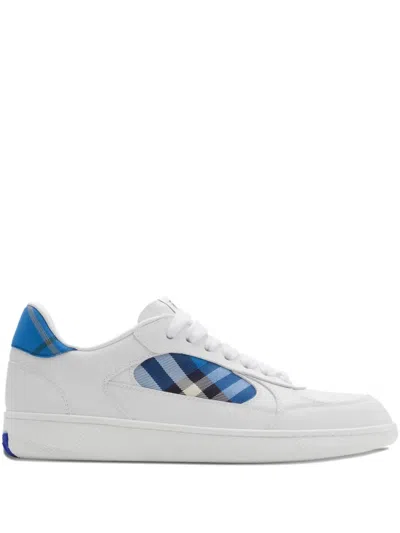 Burberry Leather Low-top Round Toe Sneakers In White
