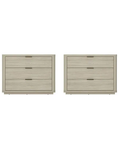 Manhattan Comfort Set Of 2 Evelyn Modern Nightstands 4.0 With 6 Full Extension  Drawers