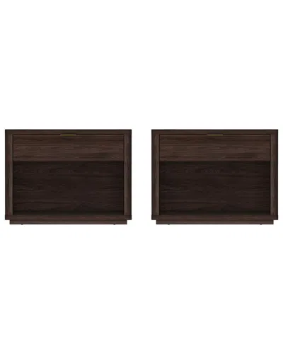 Manhattan Comfort Set Of 2 Evelyn Modern Nightstands 2.0 With 2 Full Extension  Drawers