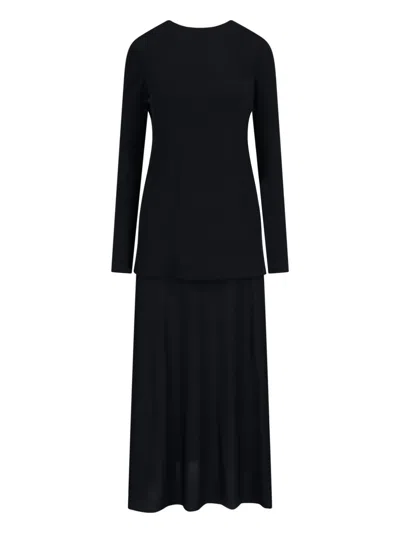 Jil Sander Black Layered Midi Dress