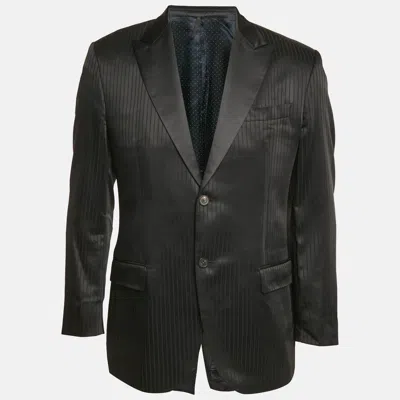 Pre-owned Givenchy Black Stripe Wool Blend Single Breasted Blazer L