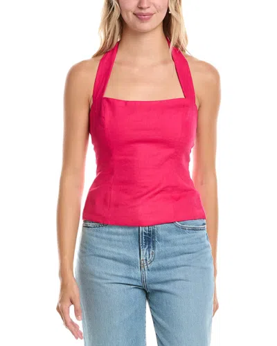 Bardot Raya Linen-blend Halter Top In Red