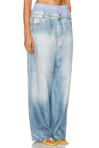 Acne Studios Jeans-effect Cotton Trousers In Blue