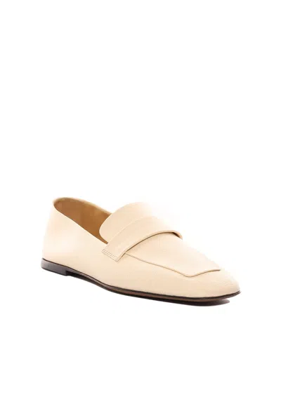 The Row Leather Square-toe Loafers In Nude