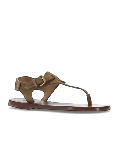 Isabel Marant Akel Leather T-strap Sandals In Green