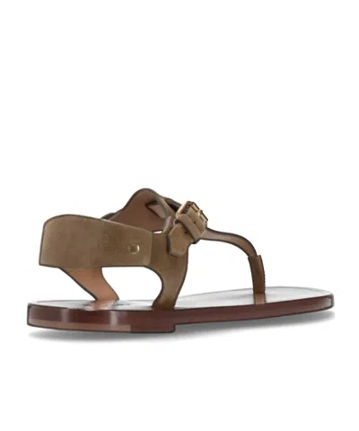 Isabel Marant Akel Leather T-strap Sandals In Green