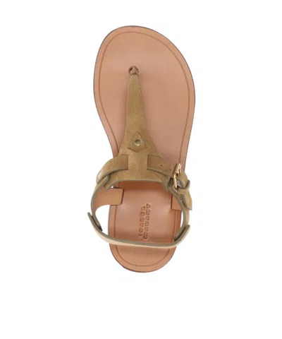 Isabel Marant Akel Leather T-strap Sandals In Green