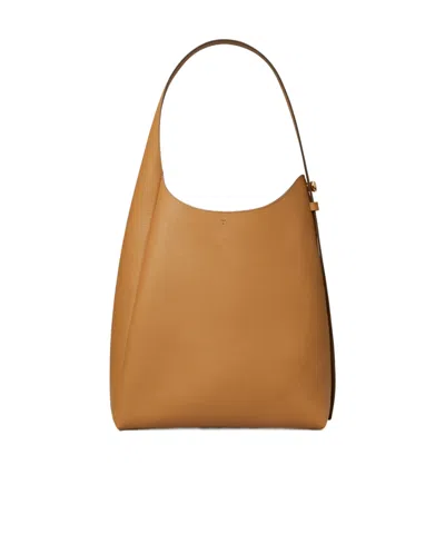 Tory Burch Romy Pebbled Leather Hobo Bag In Tiramisu