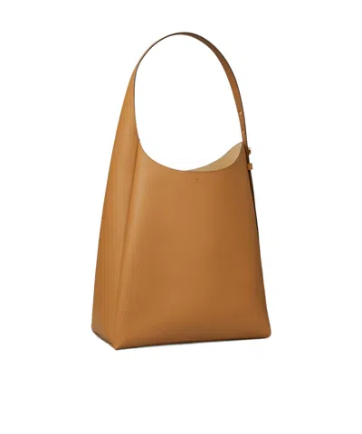 Tory Burch Romy Pebbled Leather Hobo Bag In Tiramisu