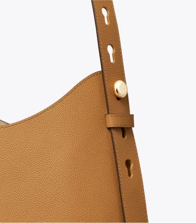 Tory Burch Romy Pebbled Leather Hobo Bag In Tiramisu