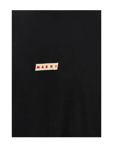 Marni Cotton T Shirt With Logo Print In Black