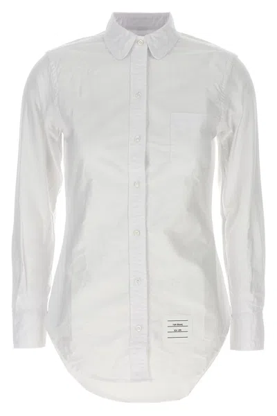 Thom Browne Classic Button-down Shirt With Crisp Collar And Curved Hem In White
