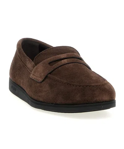 Church's Round-toe Suede Loafers With Penny Strap In Brown