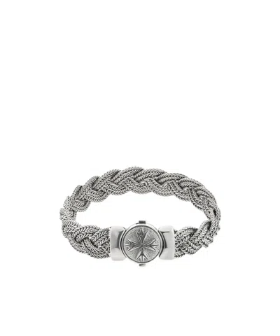 Emanuele Bicocchi Large Diamond-cut Flat Braided Bracelet In Silver
