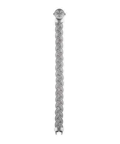 Emanuele Bicocchi Large Diamond-cut Flat Braided Bracelet In Silver