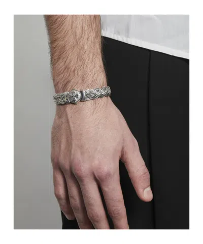 Emanuele Bicocchi Large Diamond-cut Flat Braided Bracelet In Silver