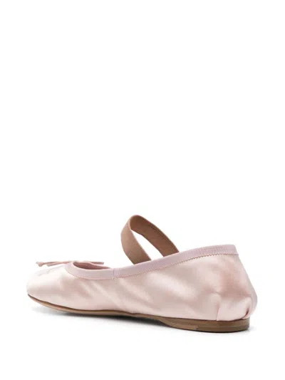Miu Miu Satin Bow-embellished Ballet Flats In Pink