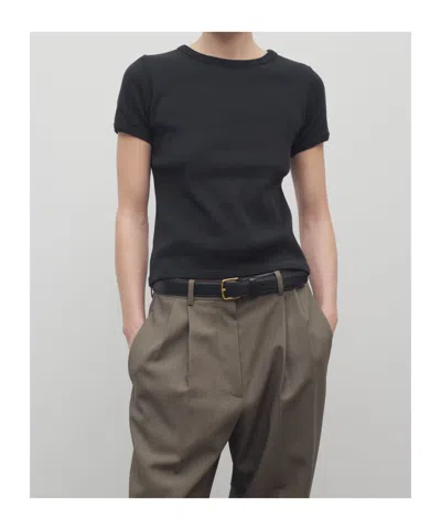 The Row Calibi Silk Blend Crew Neck T-shirt In Black