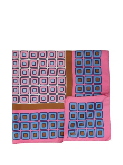 Pre-owned Saint Laurent Geometric-print Scarf In Pink