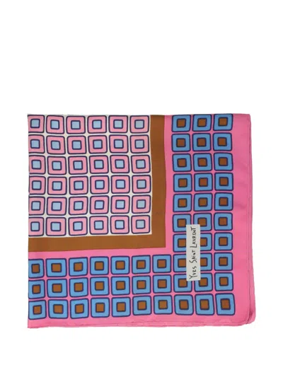 Pre-owned Saint Laurent Geometric-print Scarf In Pink