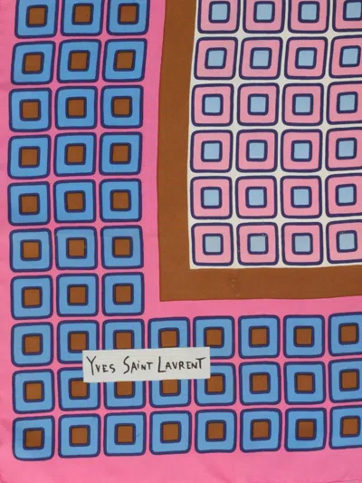 Pre-owned Saint Laurent Geometric-print Scarf In Pink
