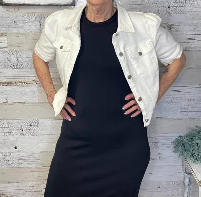 Sadie & Sage Clear Eyes Crop Denim Jacket In White