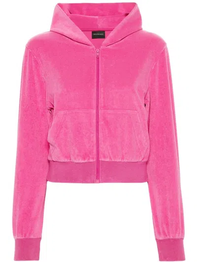 Balenciaga Small Fit Zip-up Hoodie In Pink