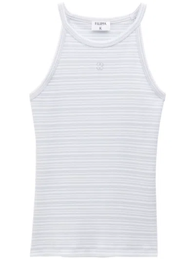 Filippa K Monogram-embroidered Striped Organic Cotton Tank Top