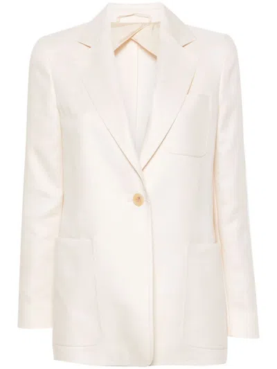 Max Mara Womens Sand Mosa Single-breasted Linen-cotton Blend Blazer