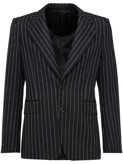 Alexander Mcqueen Black Pinstripe Single-breasted Blazer