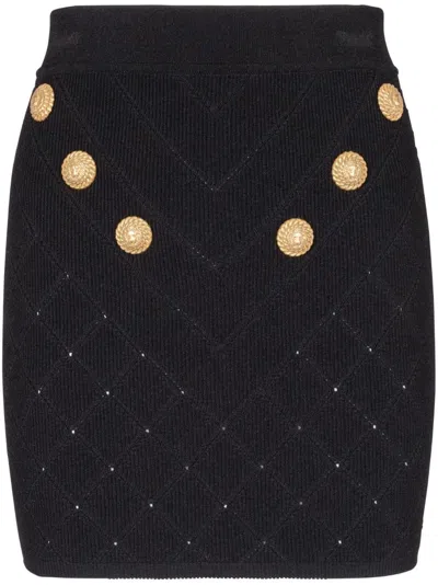 Balmain Women Buttoned Knitted Mini Skirt