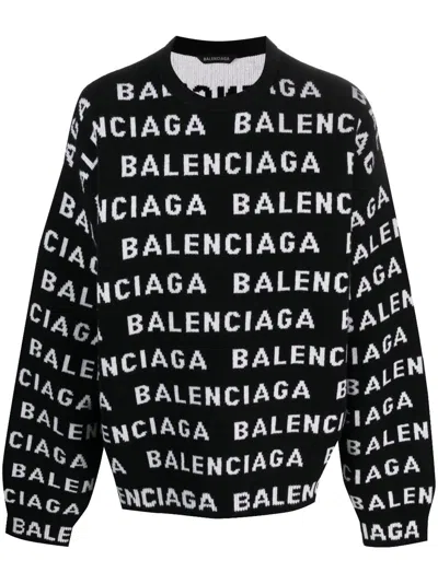 Balenciaga Logo All Over Print Pullover Sweater
