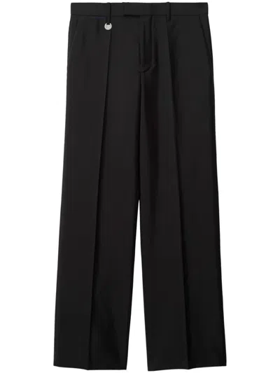 Burberry Suit Pants In Navy Blue Wool. Straight-leg Cut. Zippered Closure And Belt Clip.