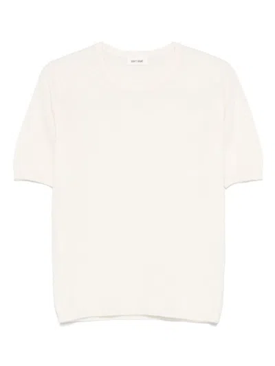 Soft Goat Cashmere Crewneck Top In White