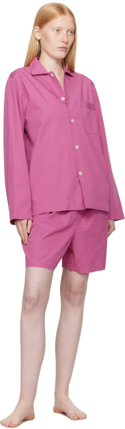 Tekla Purple Poplin Pyjama Shorts In Red