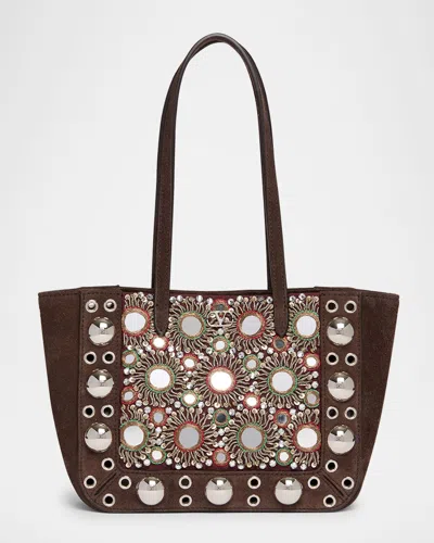 Valentino Nellcote Mirror-embellished Suede Mini Tote Bag