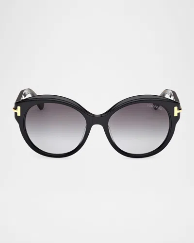 Tom Ford Icon 57mm Gradient Round Sunglasses