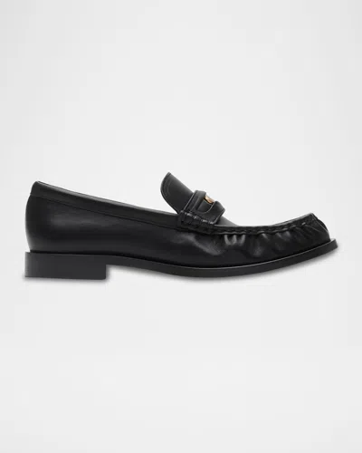 Burberry Leather Penny Loafers In Black