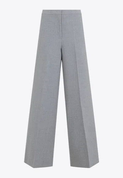 Fabiana Filippi Wide-leg Trousers With Clean Waistband And Subtle Pleats In Gray