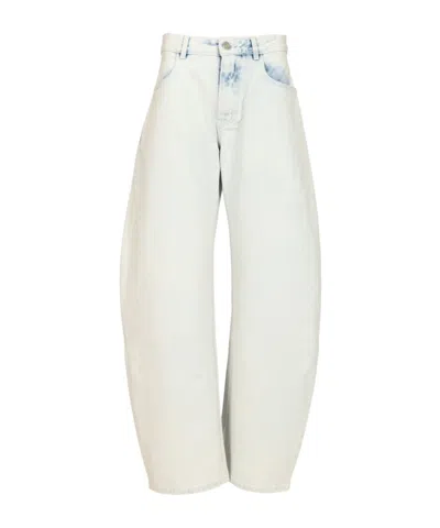 Alaïa Rounded Jeans In Ice Denim In White