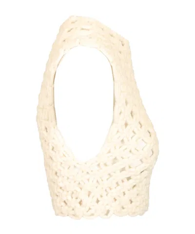 Alaïa Womens Alaia Square Crop Cotton-blend Top In White