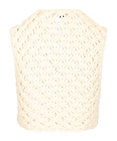 Alaïa Womens Alaia Square Crop Cotton-blend Top In White