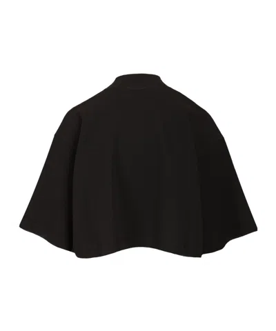 Alaïa Cotton Knit Cropped T-shirt Black In Black