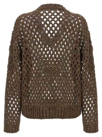 Brunello Cucinelli Rustic Dazzling Net Sweaters And Cardigans Brown In Brown