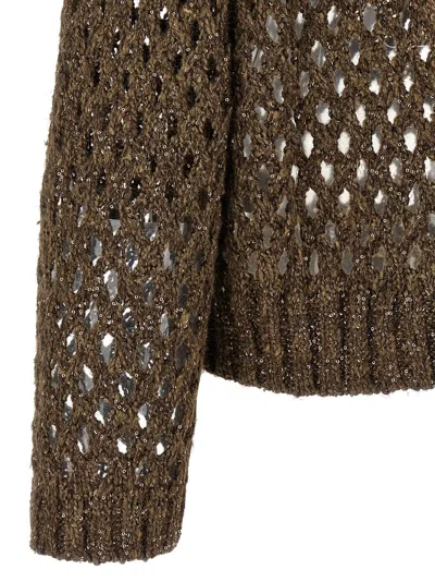 Brunello Cucinelli Rustic Dazzling Net Sweaters And Cardigans Brown In Brown